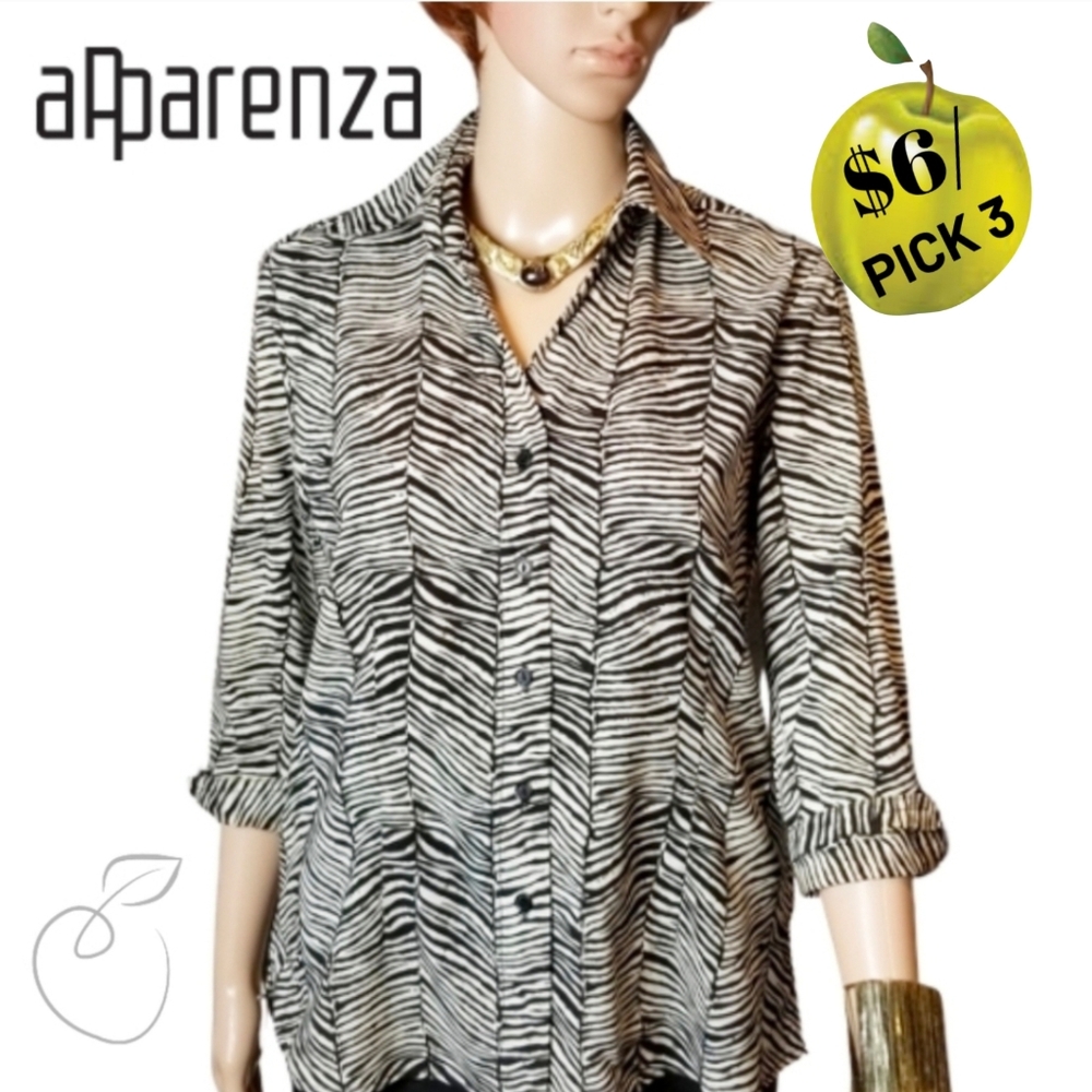 APPARENZA ZEBRA PRINT BLOUSE SZ SM